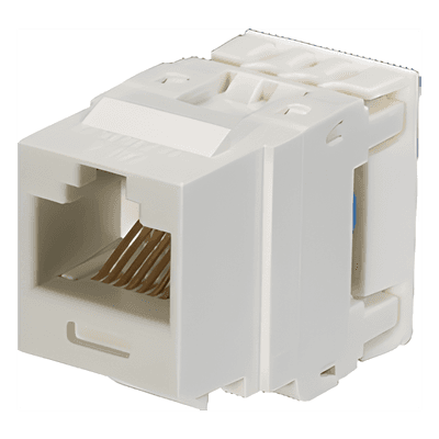 Conector Jack Estilo 110 (de Impacto), Tipo Keystone, Categoría 6, de 8 Posiciones y 8 Cables, Color Blanco