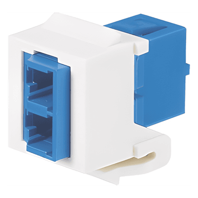 Módulo Acoplador LC Duplex, para Fibra Óptica Monomodo OS1/OS2, Tipo Keystone, Color Blanco