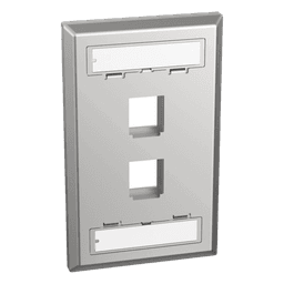 Placa de Pared Vertical, Salida Para 2 Puertos Keystone, Con Espacios Para Etiquetas, de Acero Inoxidable