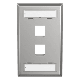Placa de Pared Vertical, Salida Para 2 Puertos Keystone, Con Espacios Para Etiquetas, de Acero Inoxidable