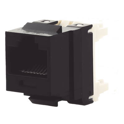 Conector Jack Estilo 110 (de Impacto), Tipo Keystone, Categoría 5e, de 8 Posiciones y 8 Cables, Color Negro