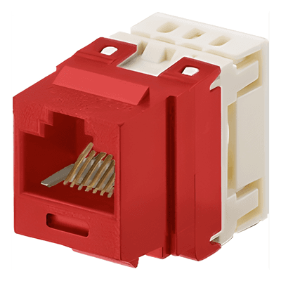 Conector Jack Estilo 110 (de Impacto), Tipo Keystone, Categoría 5e, de 8 Posiciones y 8 Cables, Color Rojo