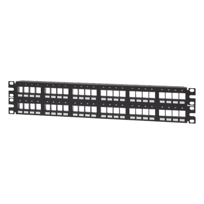 Panel de Parcheo Modular Keystone (Sin Conectores), Numerado y Espacio para Etiquetas, de 48 Puertos, 2UR