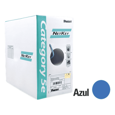 Bobina de Cable UTP de 305 Metros (1000 Pies) de Cobre, NetKey, Azul, Categoría 5e (24 AWG), Riser (CMR), de 4 Pares