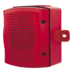 Bocina para exterior con caja intemperie, montaje en pared, voltaje dual 25/70.7 Vrms, color rojo