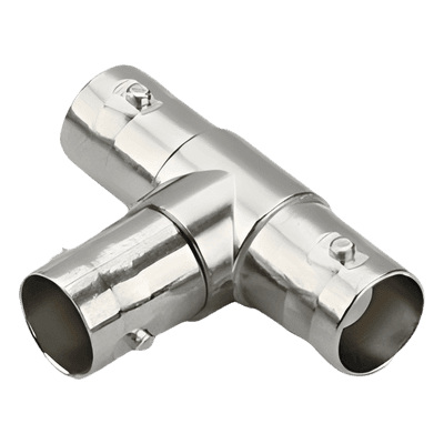 Adaptador en T para 75 Ohm de triple conectores BNC Hembras, Níquel/ Oro/ Teflón.