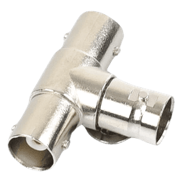 Adaptador en T para 75 Ohm de triple conectores BNC Hembras, Níquel/ Oro/ Teflón.