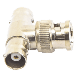 Adaptador en T para 75 Ohm de Conector BNC Macho a Doble BNC Hembra, Níquel/ Oro/ Teflón.