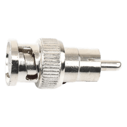 Adaptador en Línea para 75 Ohm, de Conector BNC Macho a RCA Macho en Aplicaciones de Audio-Video para Cámaras, Monitores y DVR's.
