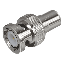 Adaptador en Línea para 75 Ohm, de Conector BNC Macho a RCA Hembra en Aplicaciones de Audio-Video para Cámaras, Monitores y DVR's.