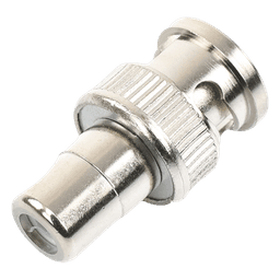 Adaptador en Línea para 75 Ohm, de Conector BNC Macho a RCA Hembra en Aplicaciones de Audio-Video para Cámaras, Monitores y DVR's.