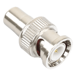 Adaptador en Línea para 75 Ohm, de Conector BNC Macho a RCA Hembra en Aplicaciones de Audio-Video para Cámaras, Monitores y DVR's.