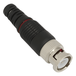 Conector BNC macho en 75 Ohm con Base de Alivio Plástica Negra para Cable Coaxial RG-59/ Níquel/ Oro / Teflón.