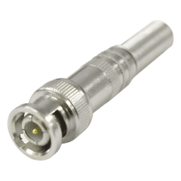 Conector BNC macho de 75 Ohm, con base de resorte para montar a presión cable coaxial RG-59/ Níquel/ Oro/ Teflón. 