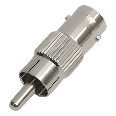 Adaptador en Línea para 75 Ohm, de Conector BNC Hembra a RCA Macho en Aplicaciones de Audio-Video para Cámaras, Monitores y DVR's.