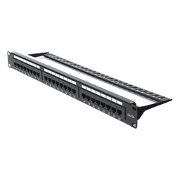 Panel de Parcheo de Impacto (110) UTP de 24 Puertos Cat6A, 19 Pulgadas (48.26 cm), con Barra para Organizar Cables y Espacio para Etiqueta