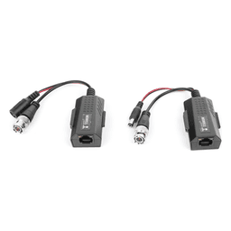 Kit de transceptores activos con conector para alimentación (12V/24Vcc/AC) TurboHD para aplicaciones de video por UTP Cat5e/6 en HD. Distancia de hasta 150 m en 4K 