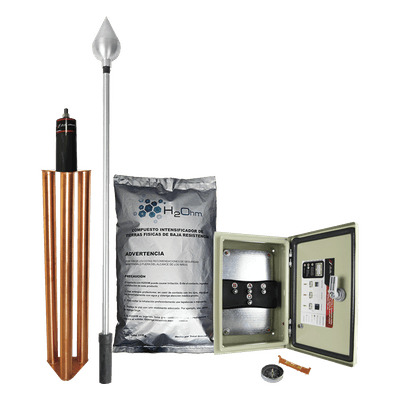 Kit de Pararrayo con Punta en Acero Inoxidable con Diámetro de Protección de 160 metros. 