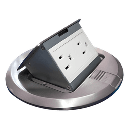 Mini Caja de Piso Redonda Acero Inoxidable (2 Contactos) (11000-12201)