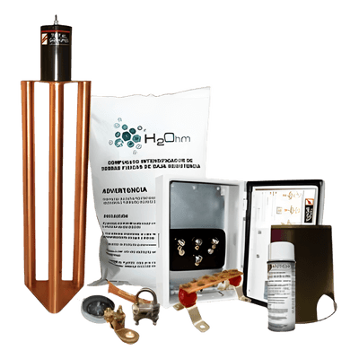 Kit de Tierra Física Con Electrodo Magnetoactivo Capacidad Max: 400 AMP