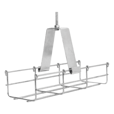 Suspensión conjunto 100 mm, para montar la charola desde el techo, con acabado Electro Zinc para varilla de 1/4, 5/16 y 3/8
