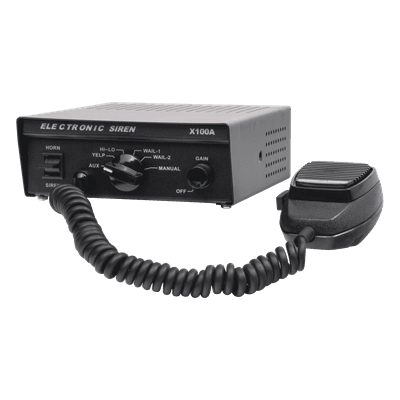 Sirena Vehicular de 100W de Potencia, Con Switch Giratorio de 6 posiciones y Micrófono Integrado de Uso Rudo