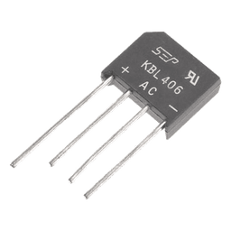 Puente Rectificador de Silicio, 4 Amp. 600 Volt, Fase Sencilla, Encapsulado KBL.