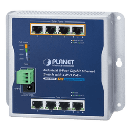 Switch Industrial No Administrable, Múltiple Montaje (Pared, Riel DIN y Magnético), 8 Puertos Gigabit con 4 puertos PoE 802.3at, Hasta 120 W.
