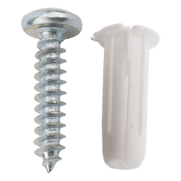 Paquete de 20 taquetes blancos  3/4" y 20 tornillos 8mm x 3/4" (1101-05002)
