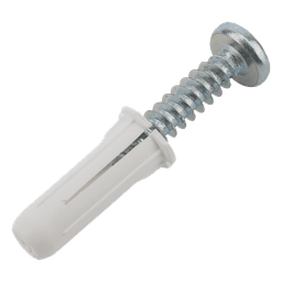 Paquete de 20 taquetes blancos  3/4" y 20 tornillos 8mm x 3/4" (1101-05002)