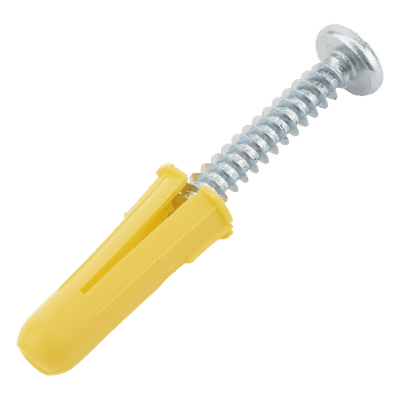 Paquete de 20 taquetes amarillo  1" y 20 tornillos 8mm x 1"