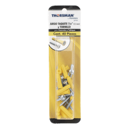 Paquete de 20 taquetes amarillo  1" y 20 tornillos 8mm x 1"