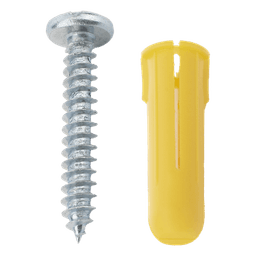 Paquete de 20 taquetes amarillo  1" y 20 tornillos 8mm x 1"