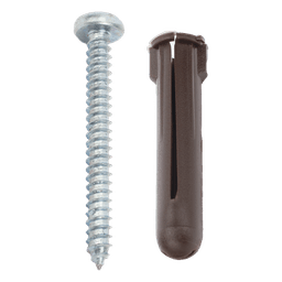 Paquete de 10 taquetes café 1 3/4" y 10 tornillos 10mm x 1 3/4" (1104-05002)