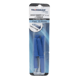 Paquete de 6 taquetes azul 2" y 6 tornillos 12mm x 2" (1105-05002)
