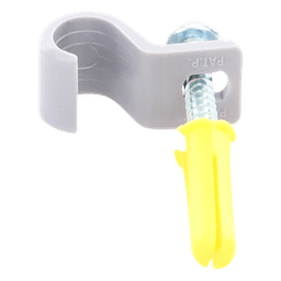 Kit de 12 grapas, 12 taquetes y 12 tornillos para sujetar conductores redondos o tubo en muro (2103-07240) 