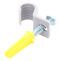 Kit de 12 grapas, 12 taquetes y 12 tornillos para sujetar conductores redondos o tubo en muro (2103-07240) 