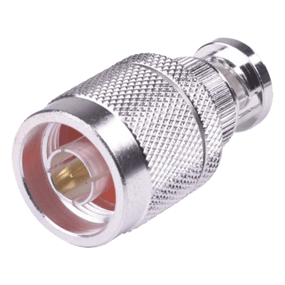  Adaptador en Línea, de Conector N Macho a BNC Macho, Plata/ Oro/ Teflón.