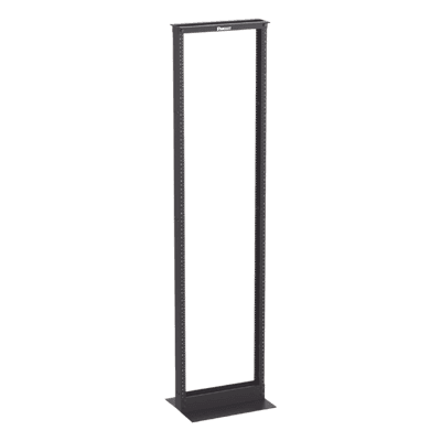 Rack de Dos Postes Estándar de 19 in, Rieles Numerados y Roscados #12-24, Fabricado en Aluminio, 45 Unidades de Rack, Color Negro