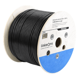 Bobina de Cable de 305 Metros (1000 Pies), Cat5E, con Gel, para Intemperie, Doble Forro Extrema Humedad, Bajo Tierra, UL, Color Negro para Aplicaciones en Video Vigilancia, y Redes de Alta Velocidad.