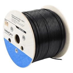 Bobina de Cable de 305 Metros (1000 Pies), Cat5E, con Gel, para Intemperie, Doble Forro Extrema Humedad, Bajo Tierra, UL, Color Negro para Aplicaciones en Video Vigilancia, y Redes de Alta Velocidad.