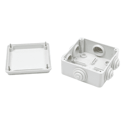 Caja Estanca de PVC Para Derivación y Conexión, 6 Entradas, Tapa Atornillada,100x100x50 mm (Área Interna), Uso Exterior IP55, Material que no Propaga el Fuego y Libre de Hálogenos