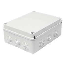 Caja Estanca de PVC Para Derivación y Conexión, 12 Entradas, Tapa Atornillada, 240x190x90 mm (Área interna), Uso Exterior IP55, Material que no Propaga el Fuego y Libre de Hálogenos