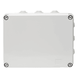 Caja Estanca de PVC Para Derivación y Conexión, 12 Entradas, Tapa Atornillada, 240x190x90 mm (Área interna), Uso Exterior IP55, Material que no Propaga el Fuego y Libre de Hálogenos