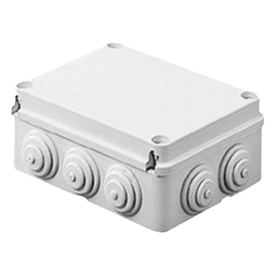 Caja Estanca de PVC Para Derivación y Conexión, 12 Entradas, Tapa Atornillada, 380x300x120 mm (Área interna), Uso Exterior IP55, Material que no Propaga el Fuego y Libre de Hálogenos