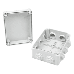 Caja Estanca de PVC Para Derivación y Conexión, 10 Entradas, Tapa con Tornillo de 1/4" de Vuelta, 150x110x70 mm (Área interna), Uso Exterior IP55, Material que no Propaga el Fuego y Libre de Hálogenos