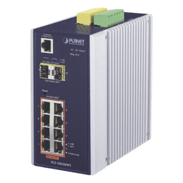 Switch Industrial Administrable Capa 2, 8 puertos PoE Gigabit 802.3af/at, 2 Puertos SFP de 1 / 2.5 Gigabit, Entrada de Voltaje Secundaria para Fuente Redundante