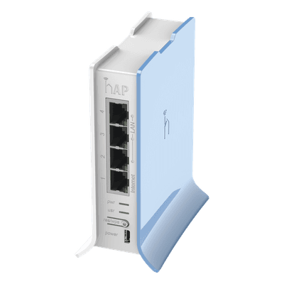 (hAP lite TC) 4 Puertos Fast Ethernet, Wi-Fi 2.4 GHz 802.11 b/g/n y base tipo Torre