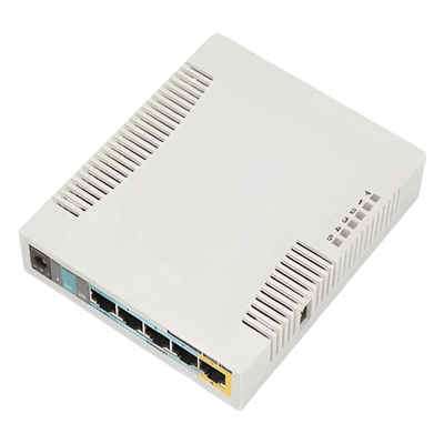 RouterBoard, 5 Puertos Fast, 1 Puerto USB, WiFi 2.4 GHz 802.11 b/g/n, Gran Cobertura con Antena 2.5 dbi, hasta 1 Watt de Potencia