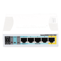 RouterBoard, 5 Puertos Fast, 1 Puerto USB, WiFi 2.4 GHz 802.11 b/g/n, Gran Cobertura con Antena 2.5 dbi, hasta 1 Watt de Potencia